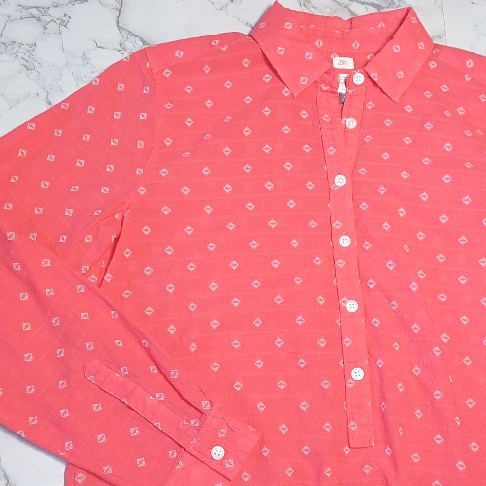 LOFT Coral Softened Popover Top, Size XS (runs big)